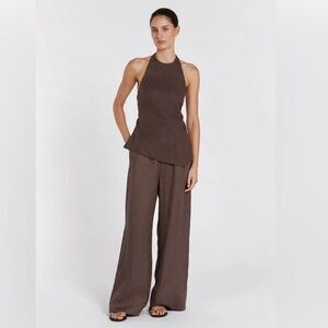 Abercrombie & Fitch Women's Linen-Blend Ultra Wide-Leg Pant Brown Size Small